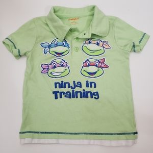 24mo Nickelodeon TMNT Light Green Ninja In Training Collared Polo Shirt